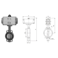 Cinza Ferro fundido DN40-600 Válvula de borboleta pneumática